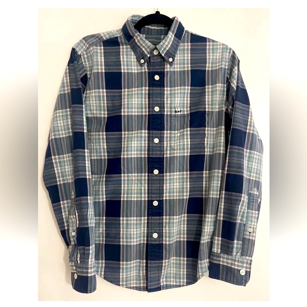 Mens SMALL Abercrombie & Fitch Long Sleeve Button-Up PLAID Shirt (A+F on pocket)